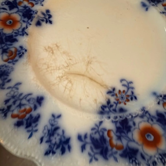 Antique 1880s English Bone China W.H Grindley Flow Blue set of 6 Plates - Picture 6 of 8